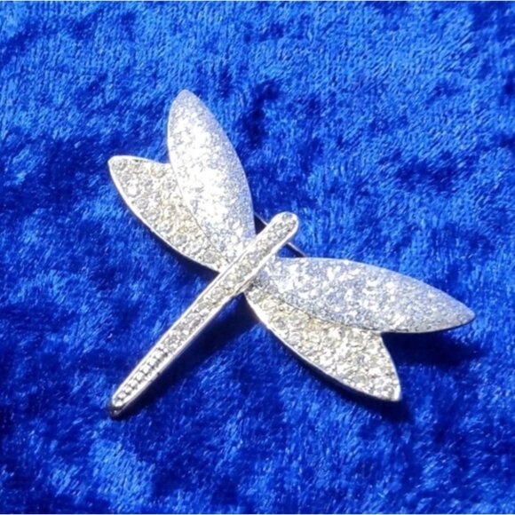 vintage steinmetz & sons sfj silver tone crystal insets #0151 dragonfly brooch - Picture 7 of 11